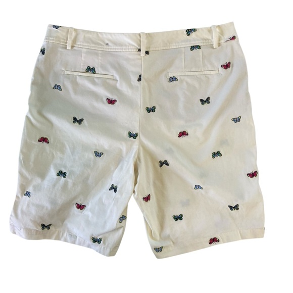 Talbots Cream Off-White Embroidered Butterfly Perfect Short 10.5" (Size 16) - Picture 4 of 10